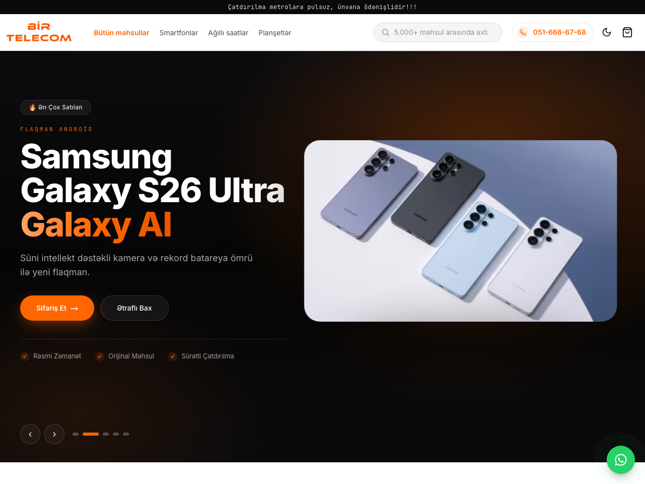 Bir Telecom — Modern elektronika e-ticarət platforması asset 1